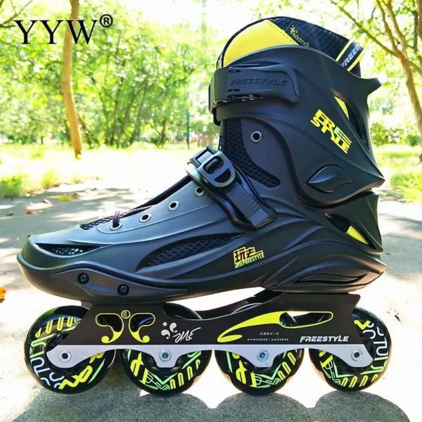 Professional Inline Roller Skates Adult Flashing Speed Skating Shoes Sneakers Black For Outdoor Sport Women Men 4 Wheels Shoes - Image 4