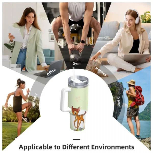 Stainless Steel Tumbler Cute Bambi Thermal Mug Keep Heat Cold Drink Mugs Cup Beach Printed Water Bottle - Image 6