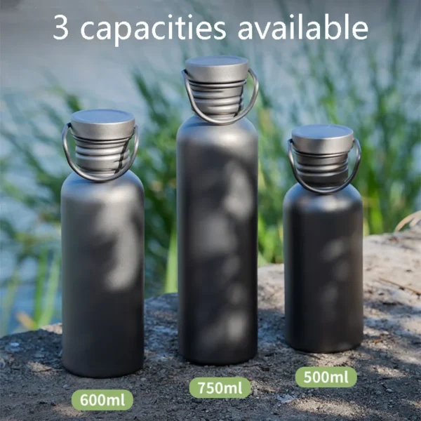 Large Capacity Sports KETTLE With Handle,Single Layer Pure Titanium Flasks,Outdoor Drinkware,Cycling Water Bottle,500/600/750ml - Image 3