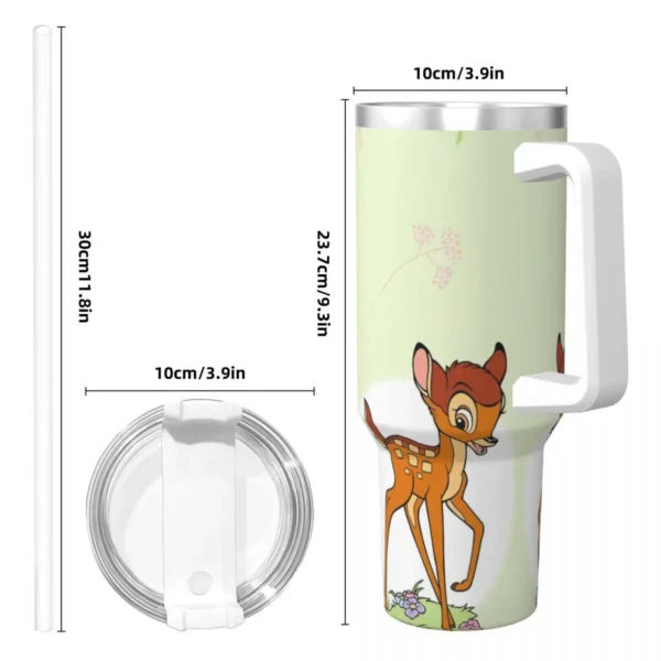 Stainless Steel Tumbler Cute Bambi Thermal Mug Keep Heat Cold Drink Mugs Cup Beach Printed Water Bottle - Image 3