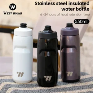 WEST BIKING Cycling Water Bottle 550ml Food-Grade Stainless Steel Thermal Bottle Sports Metal Kettle Cold Water Insulated Bottle